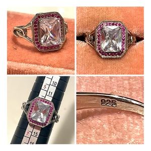 All Around Boutique AAB 925 CZ & Pink Stone Ring Sz6 NWOT